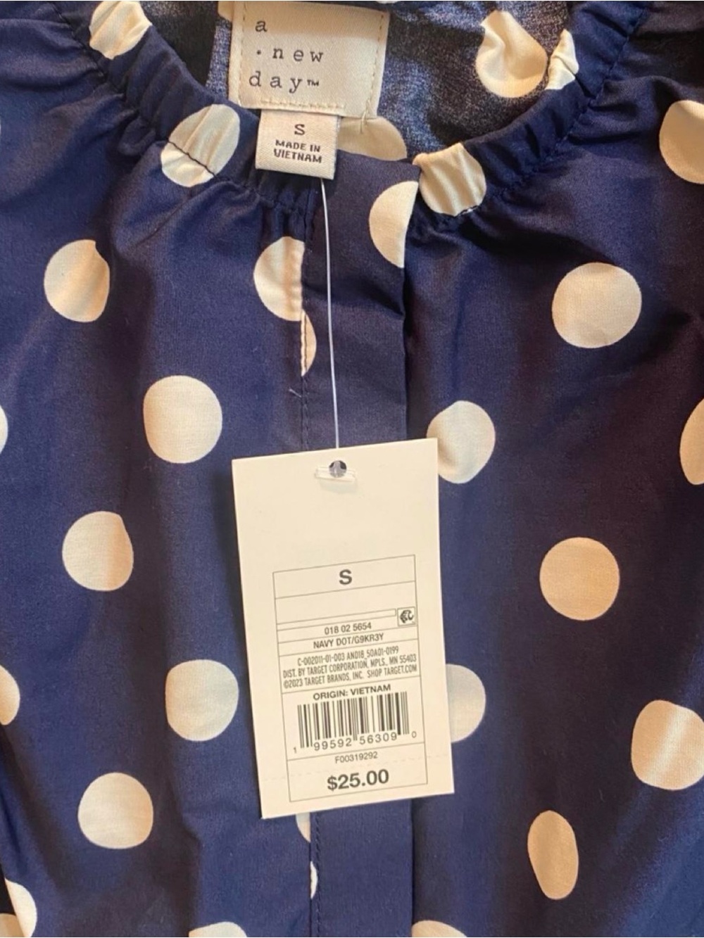 Navy Polka Dot Sleeveless Button Down Top - Picture 3 of 5